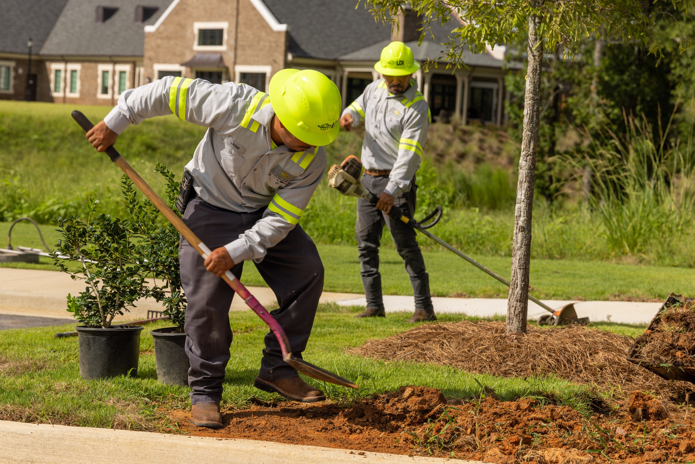 LDI crew members planting and maintaining a commercial property